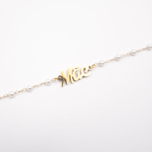 Bracelet "Mãe" en acier inoxydable et perles