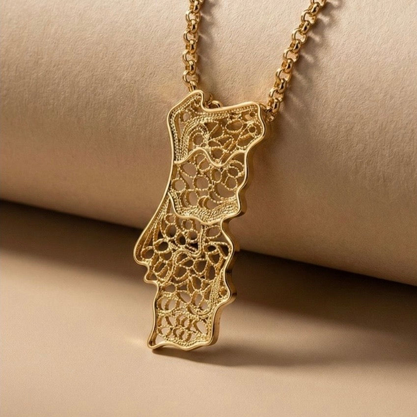 Collier "Carte du Portugal" en filigrane