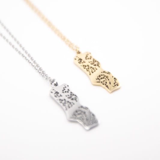 Collier "Carte du Portugal" en acier inoxydable