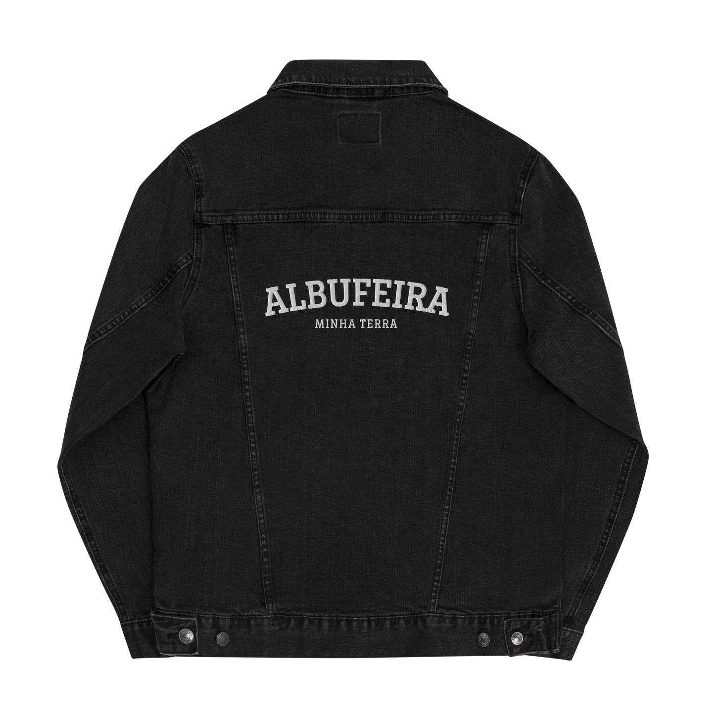 Veste en jean brodée "Albufeira, Minha Terra"