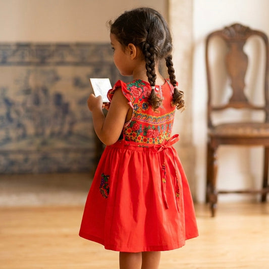 Vestido infantil “Minhota” – Vermelho