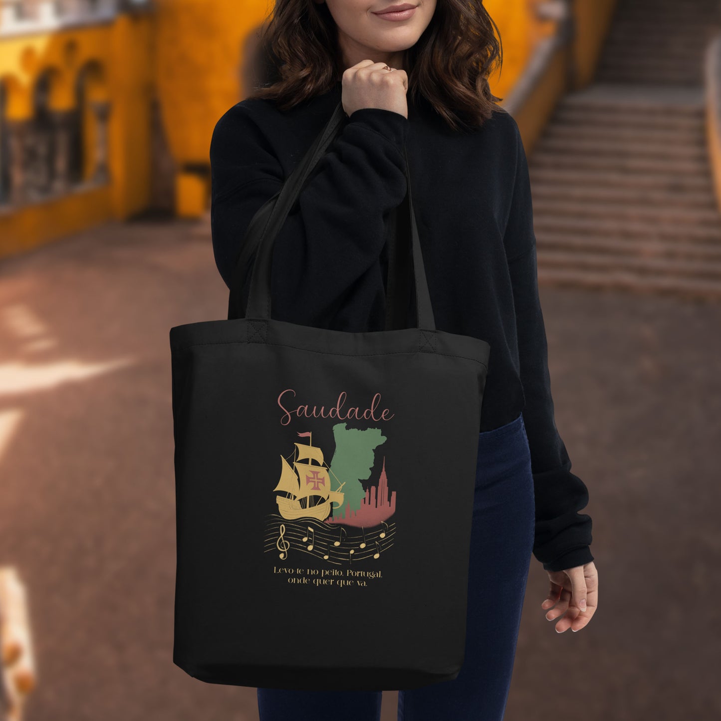 Tote bag en coton bio « Levo-te no peito »