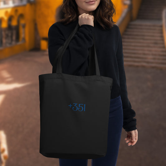 Tote bag en coton bio brodé « +351 »