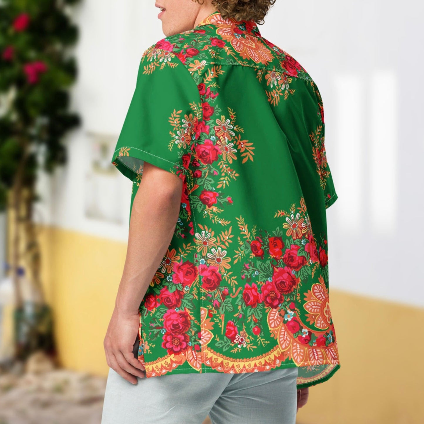 Conjunto camisa “lenço português verde do Minhoto” + calções de banho