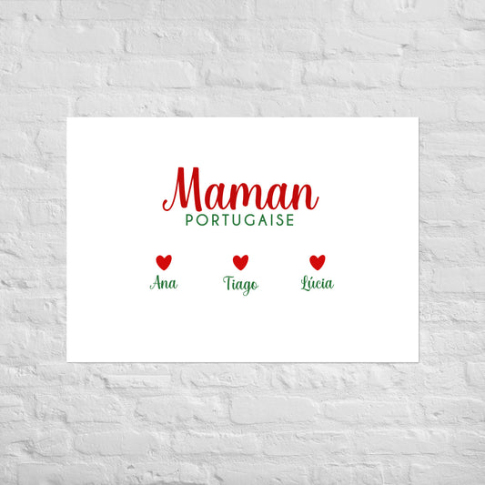 Affiche « Maman portugaise » personnalisable