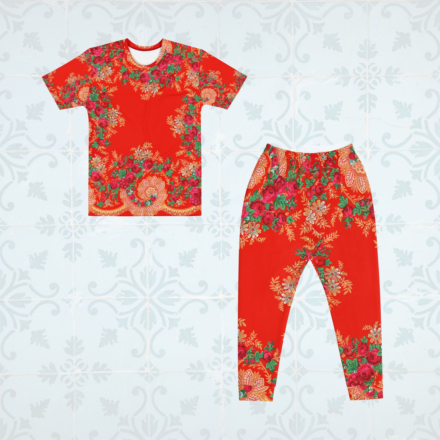 Ensemble t-shirt + pantalon de jogging « Foulard portugais Minhoto rouge »