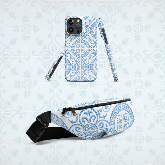 Conjunto pochete + capa rígida para iPhone “Azulejos de Figueira da Foz”