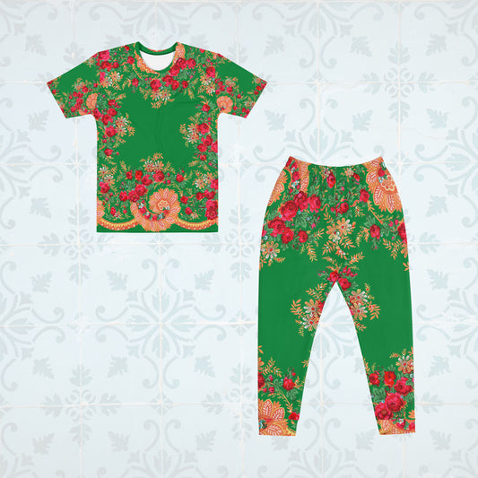 Ensemble t-shirt + pantalon de jogging « Foulard portugais Minhoto vert »