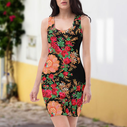 Vestido bodycon “lenço português do Minhoto preto”