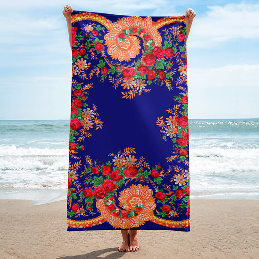 Serviette de plage « Foulard portugais Minhoto bleu »