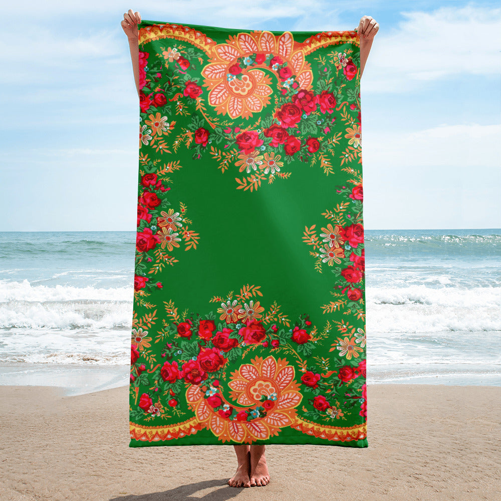 Serviette de plage « Foulard portugais Minhoto vert »