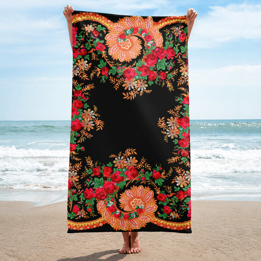 Serviette de plage « Foulard portugais Minhoto noir »