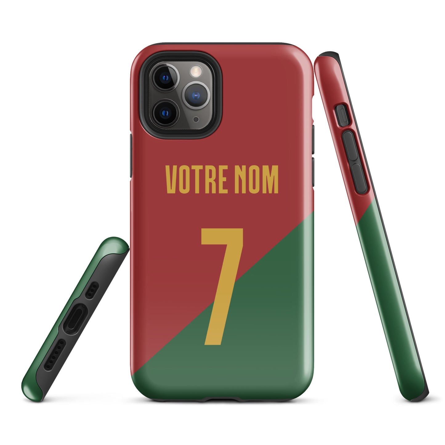 Capa rígida personalizável para iPhone com dupla proteção "Portugal Jersey"