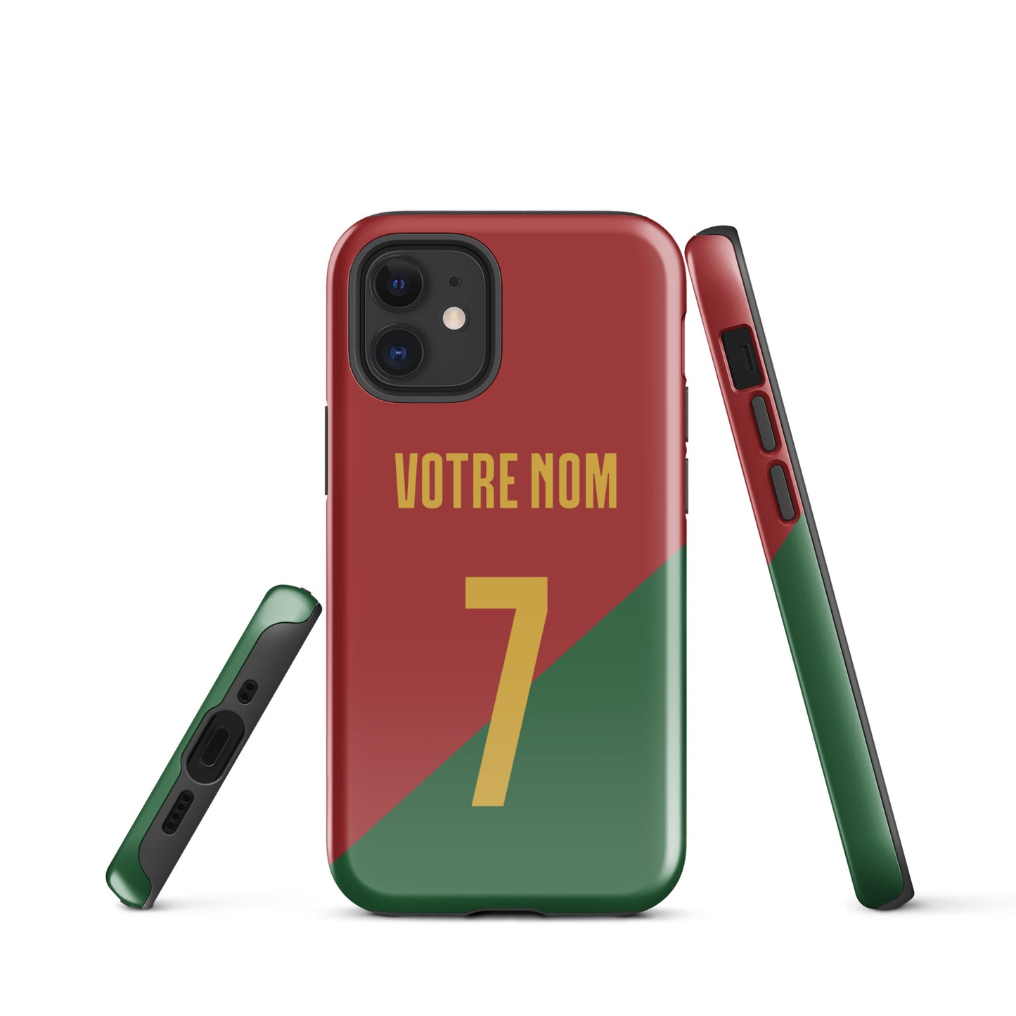 Capa rígida personalizável para iPhone com dupla proteção "Portugal Jersey"