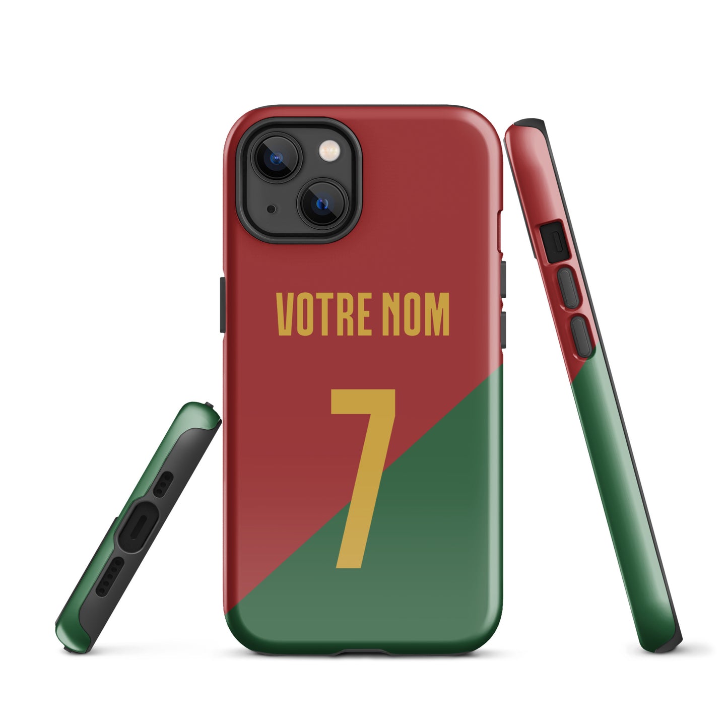 Capa rígida personalizável para iPhone com dupla proteção "Portugal Jersey"