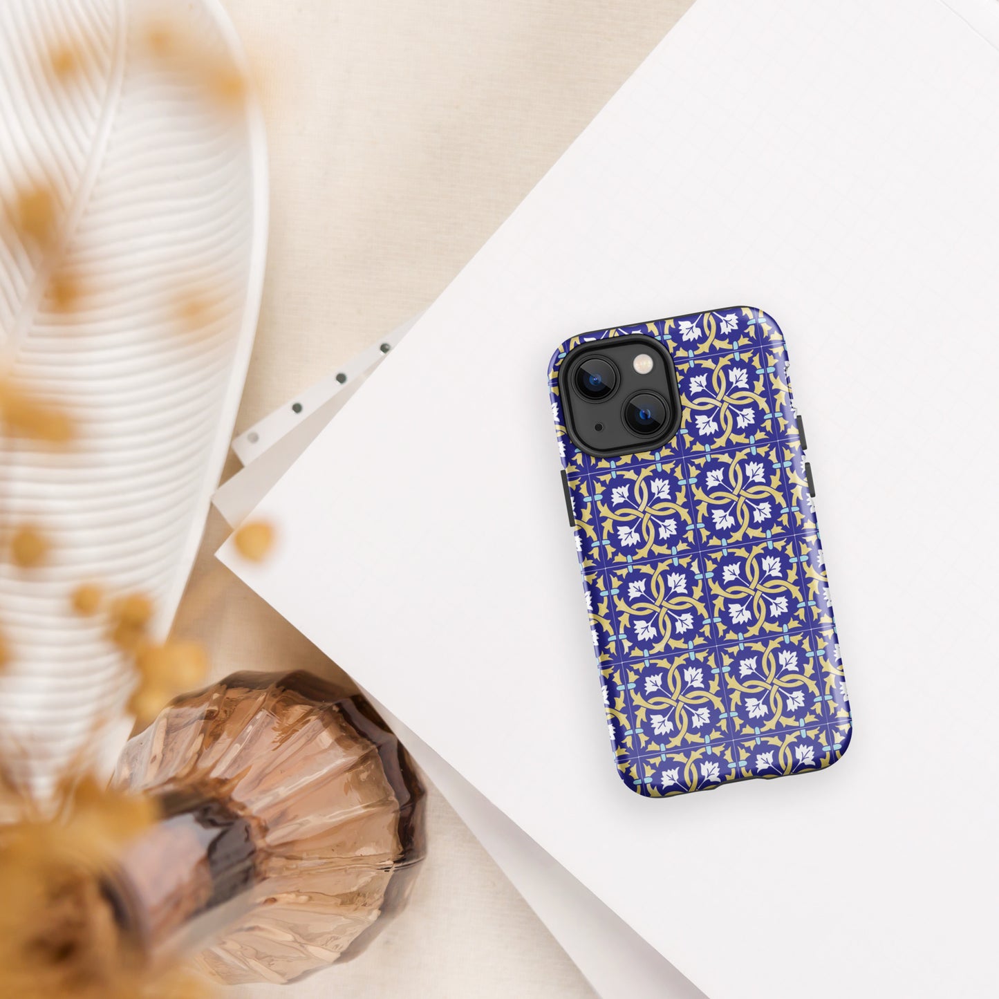 Coque iPhone rigide double protection "Azulejos de Leiria"