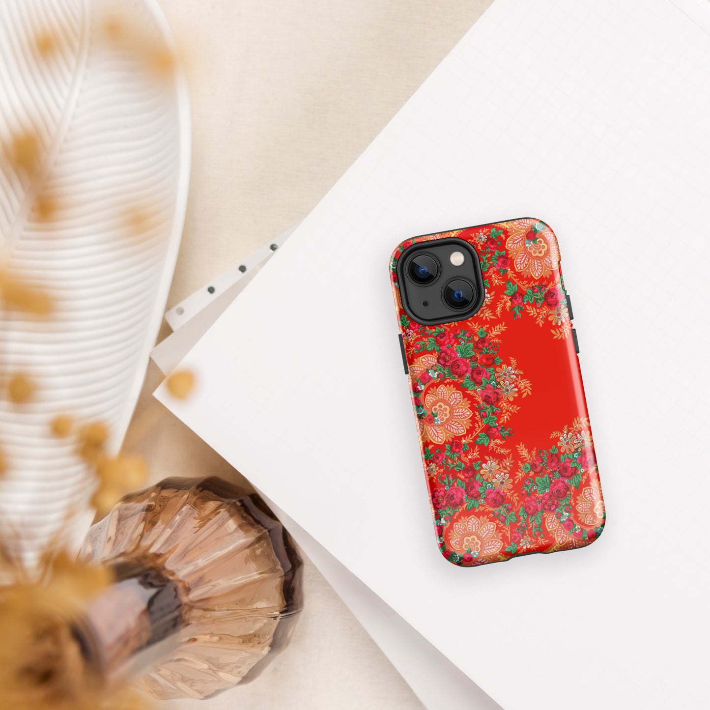 Coque iPhone rigide double protection « Foulard portugais Minhoto rouge »