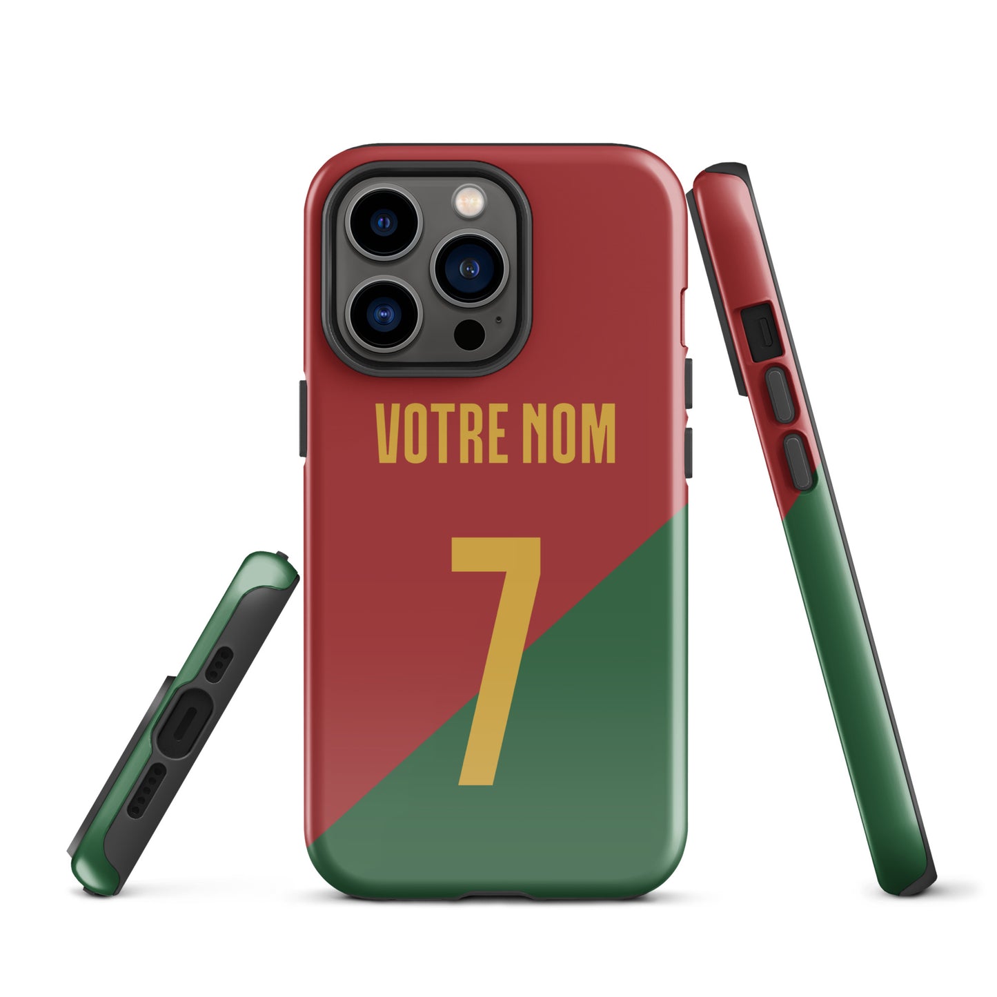 Capa rígida personalizável para iPhone com dupla proteção "Portugal Jersey"