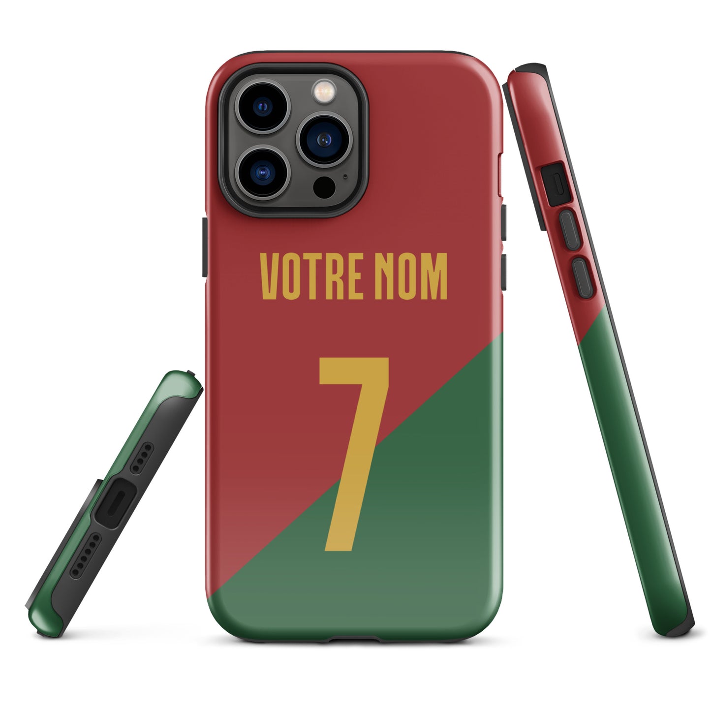 Capa rígida personalizável para iPhone com dupla proteção "Portugal Jersey"