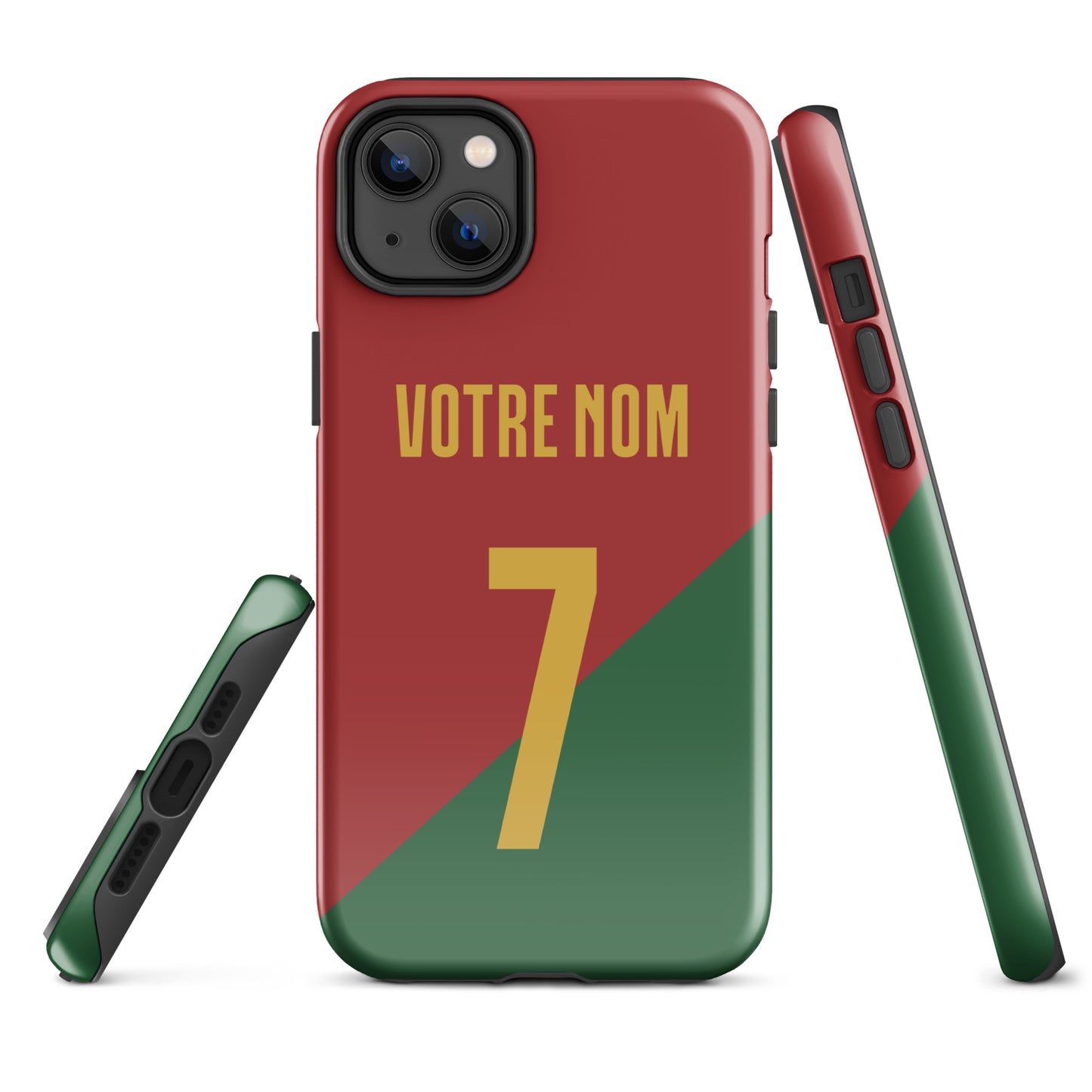 Capa rígida personalizável para iPhone com dupla proteção "Portugal Jersey"