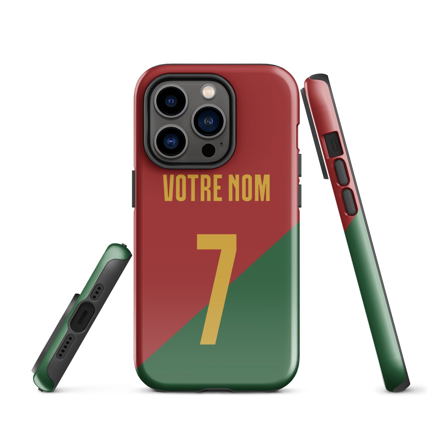 Capa rígida personalizável para iPhone com dupla proteção "Portugal Jersey"