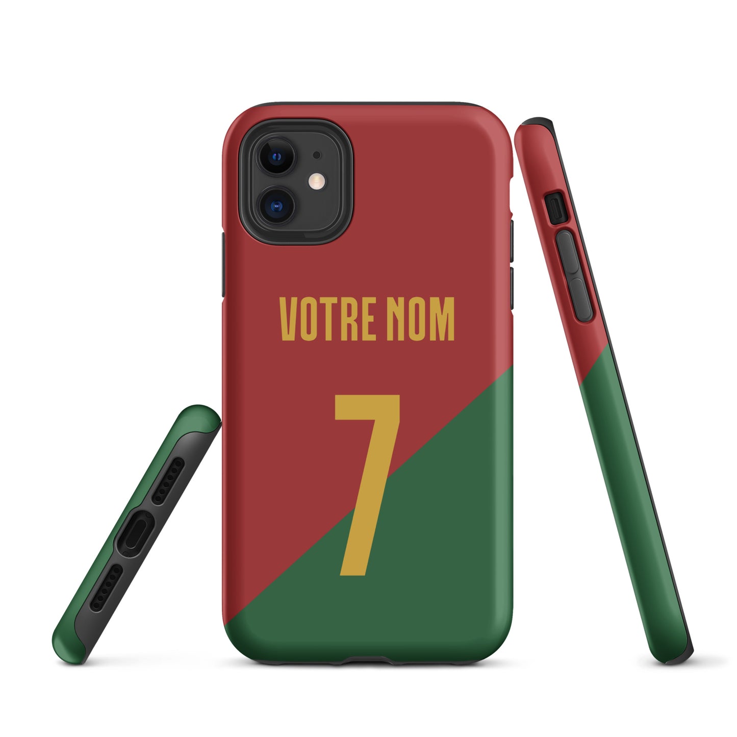 Capa rígida personalizável para iPhone com dupla proteção "Portugal Jersey"