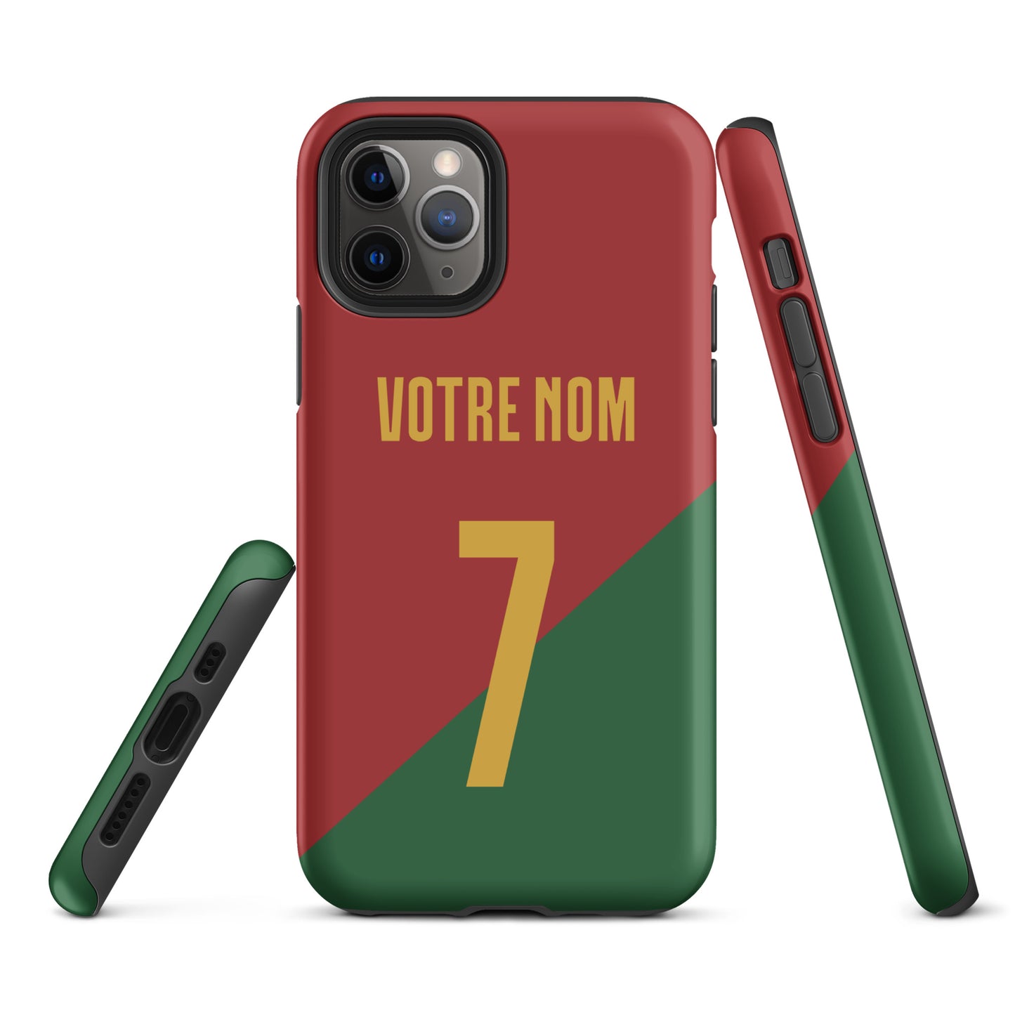 Capa rígida personalizável para iPhone com dupla proteção "Portugal Jersey"