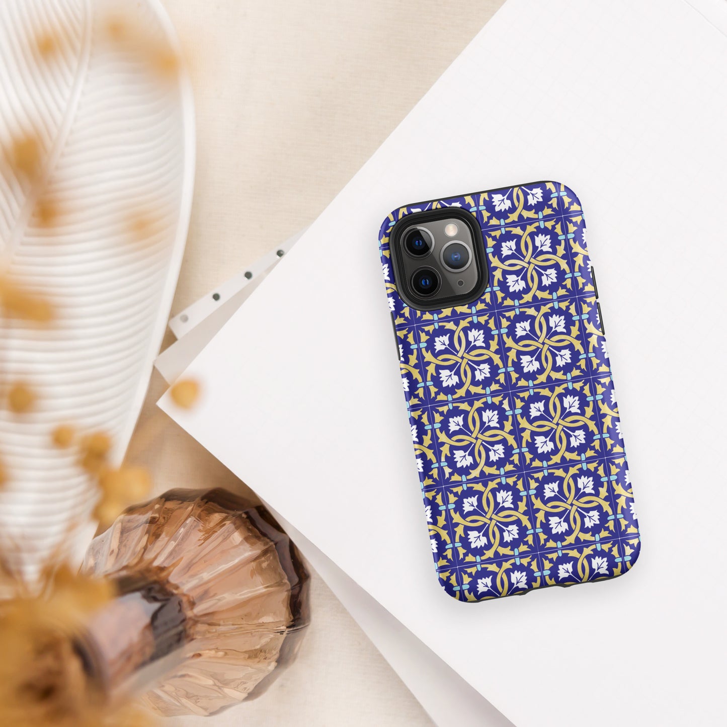 Coque iPhone rigide double protection "Azulejos de Leiria"