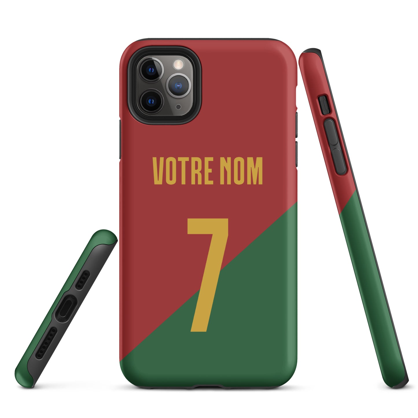 Capa rígida personalizável para iPhone com dupla proteção "Portugal Jersey"