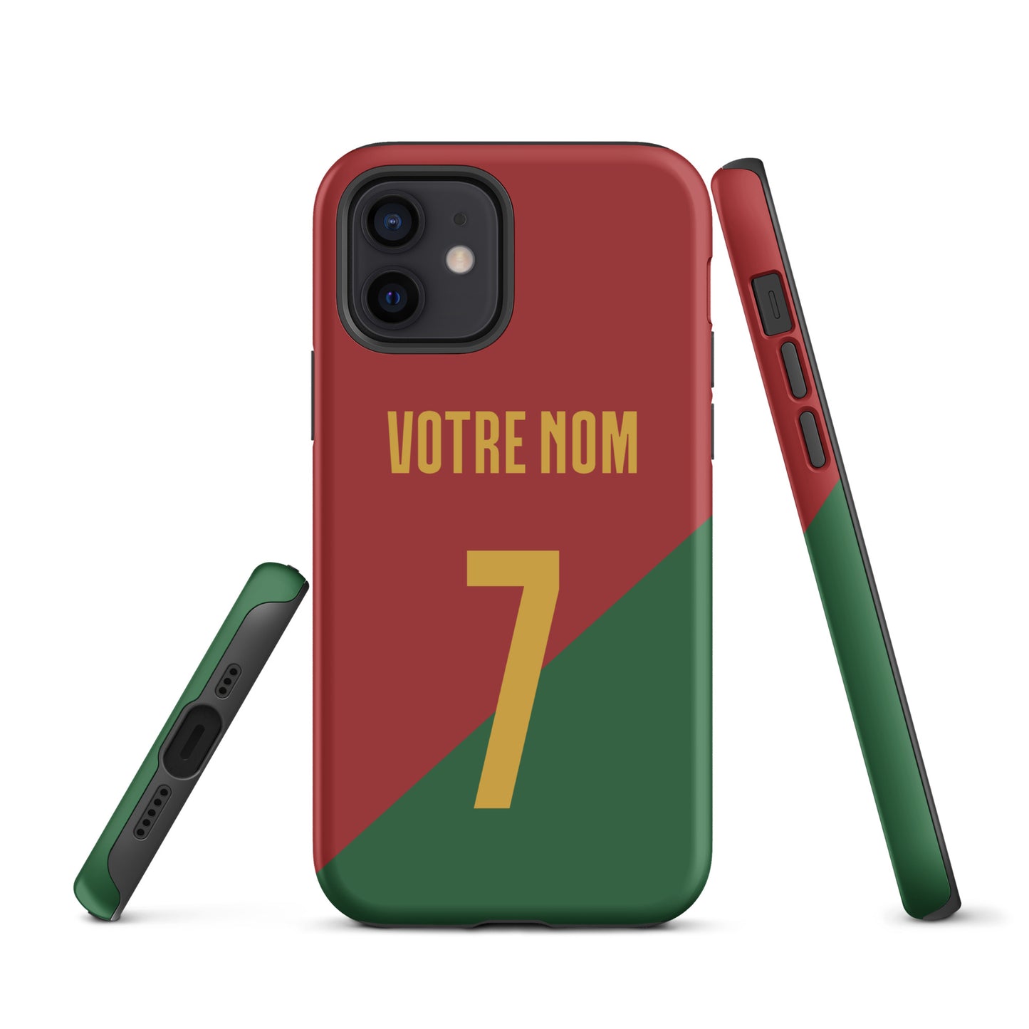 Capa rígida personalizável para iPhone com dupla proteção "Portugal Jersey"