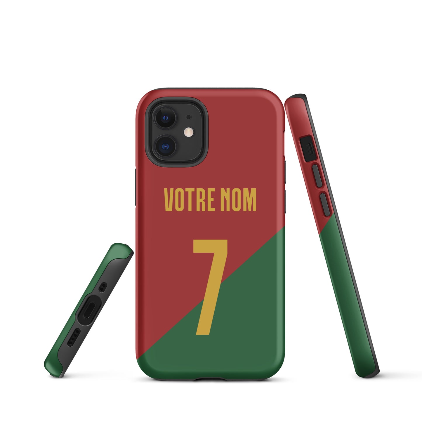 Capa rígida personalizável para iPhone com dupla proteção "Portugal Jersey"