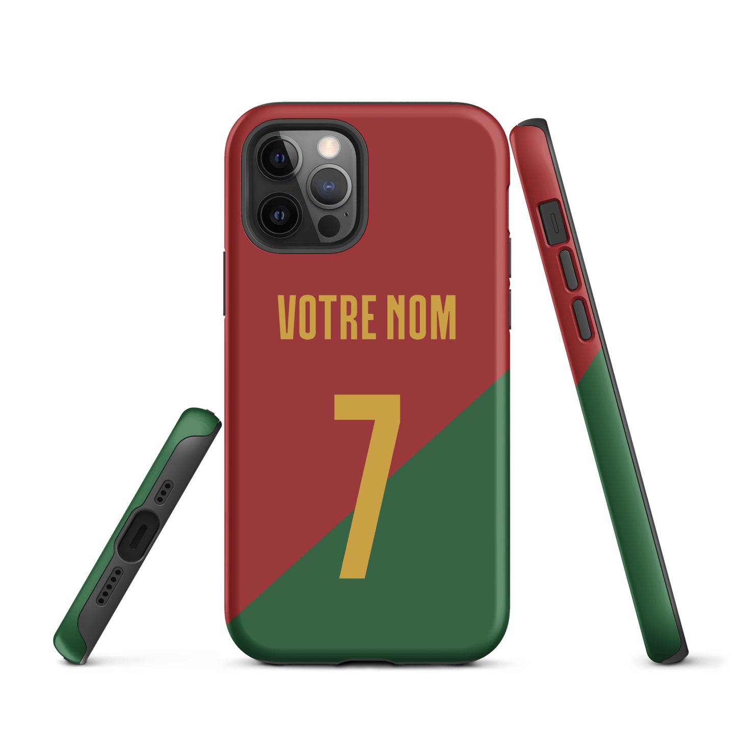 Capa rígida personalizável para iPhone com dupla proteção "Portugal Jersey"