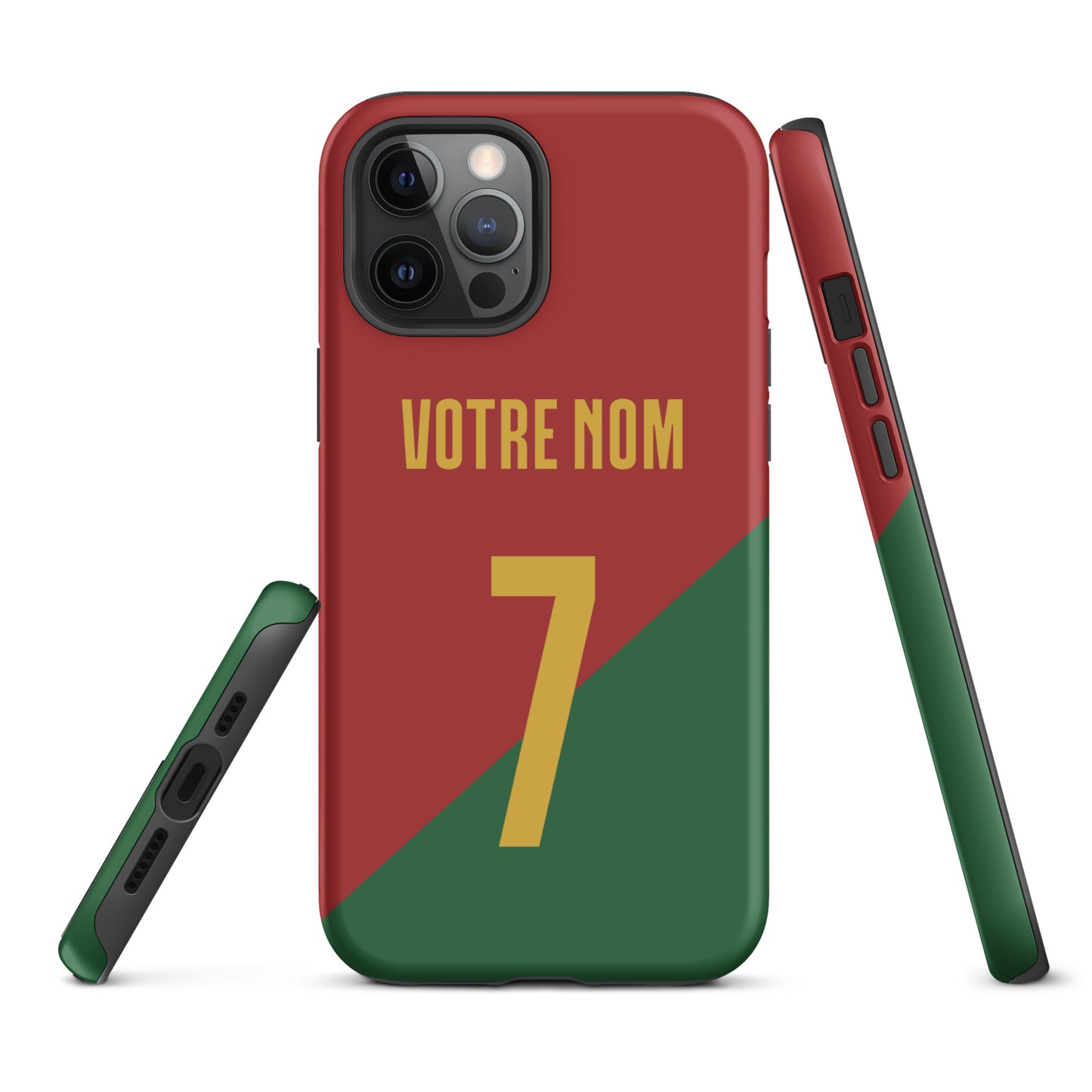 Capa rígida personalizável para iPhone com dupla proteção "Portugal Jersey"