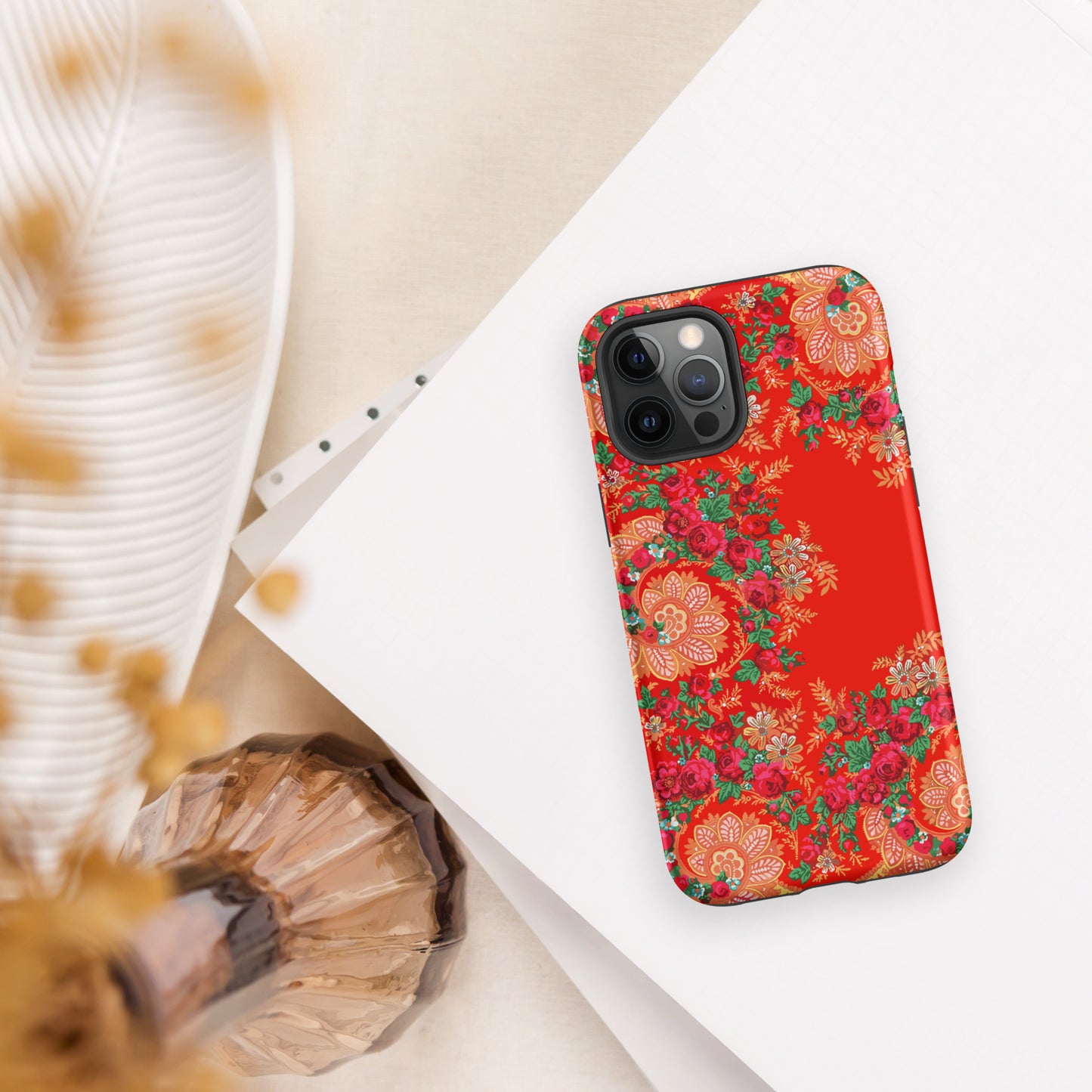 Coque iPhone rigide double protection « Foulard portugais Minhoto rouge »