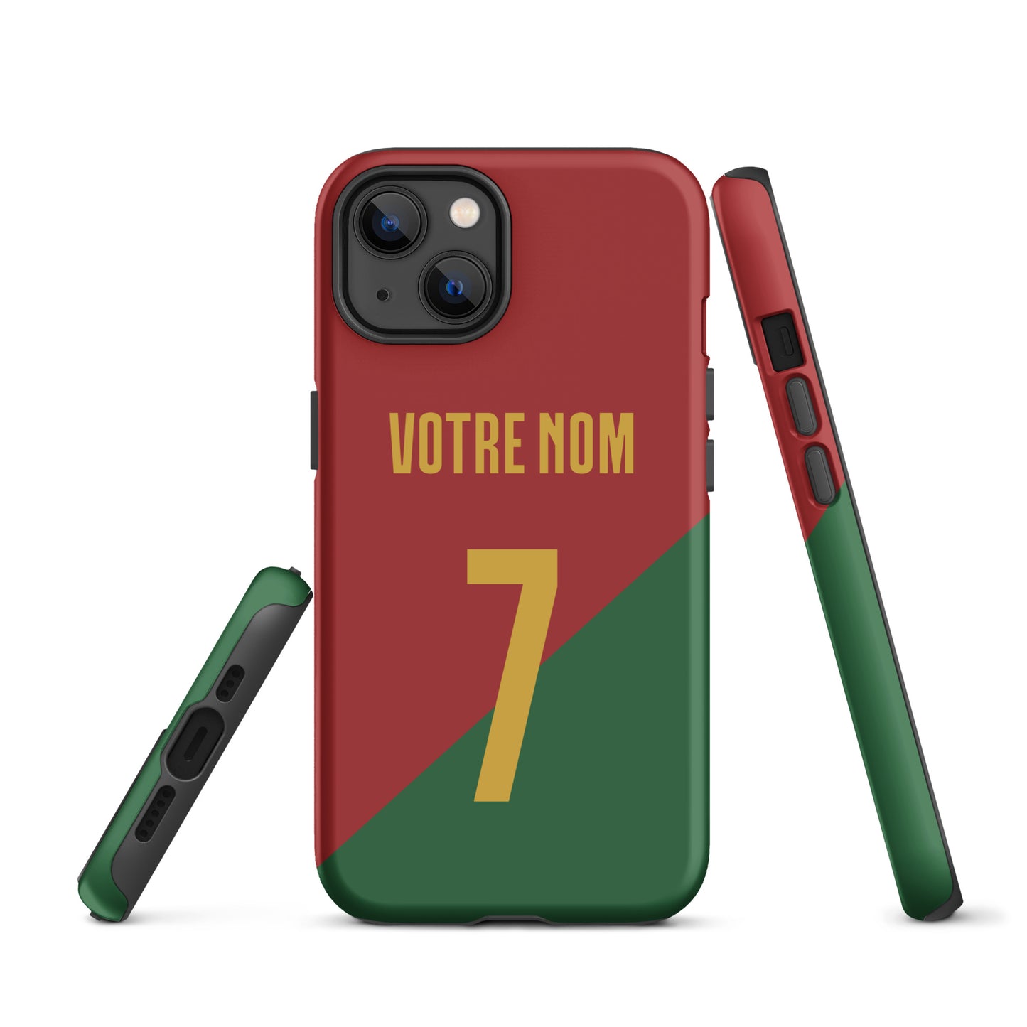 Capa rígida personalizável para iPhone com dupla proteção "Portugal Jersey"