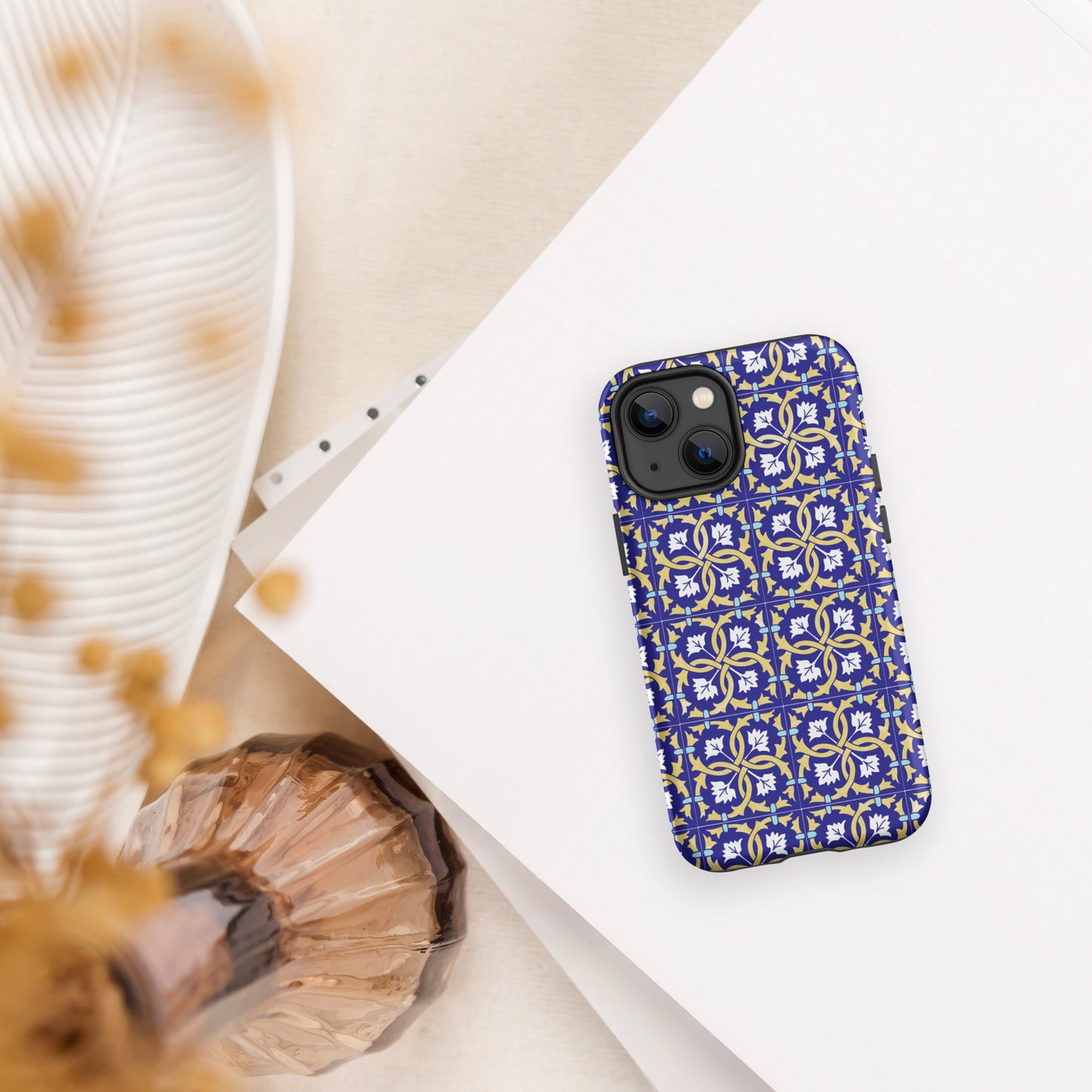 Coque iPhone rigide double protection "Azulejos de Leiria"