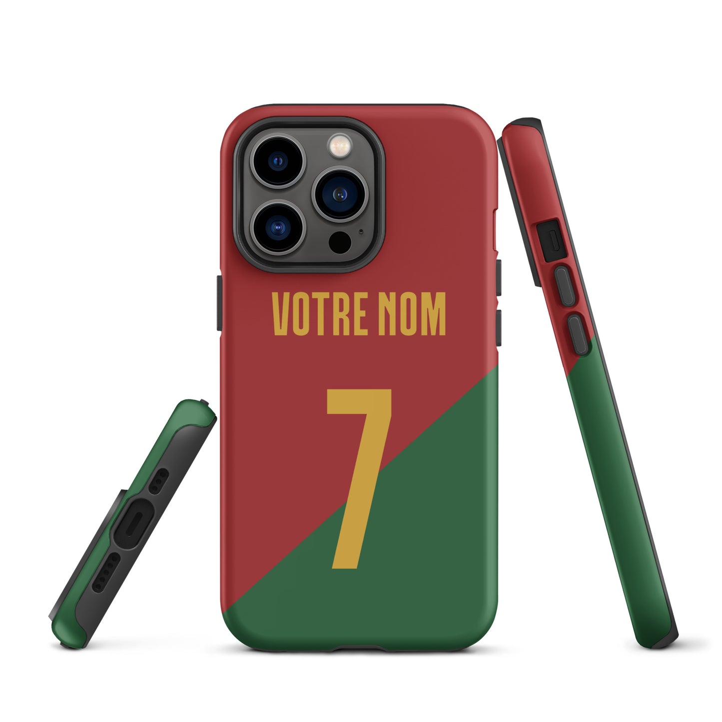 Capa rígida personalizável para iPhone com dupla proteção "Portugal Jersey"