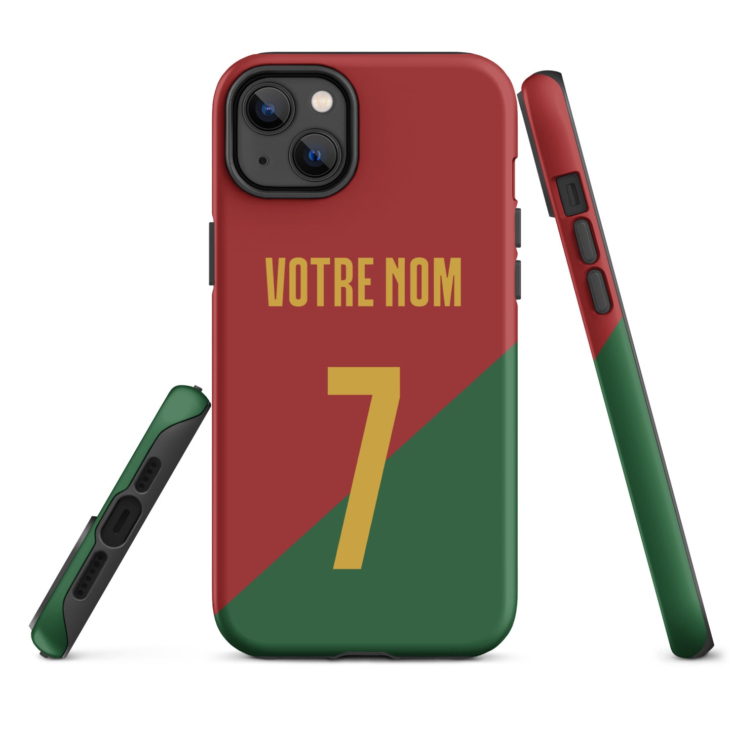 Capa rígida personalizável para iPhone com dupla proteção "Portugal Jersey"