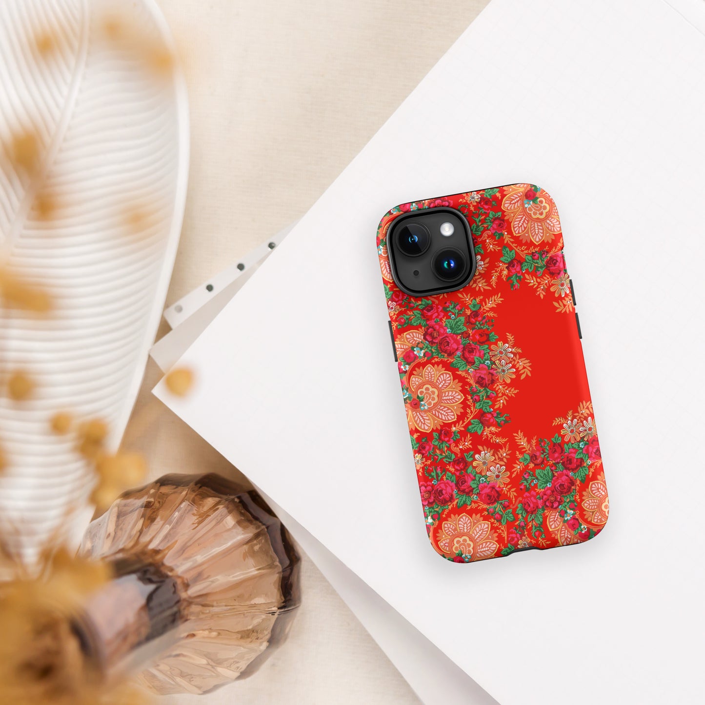 Coque iPhone rigide double protection « Foulard portugais Minhoto rouge »