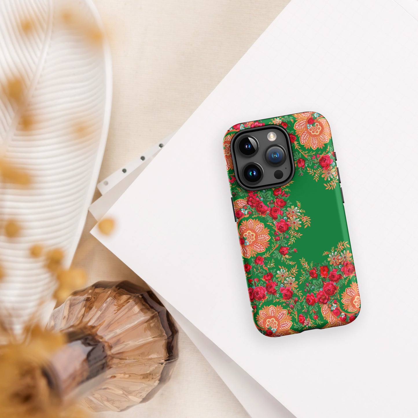 Coque iPhone rigide double protection « Foulard portugais Minhoto vert »