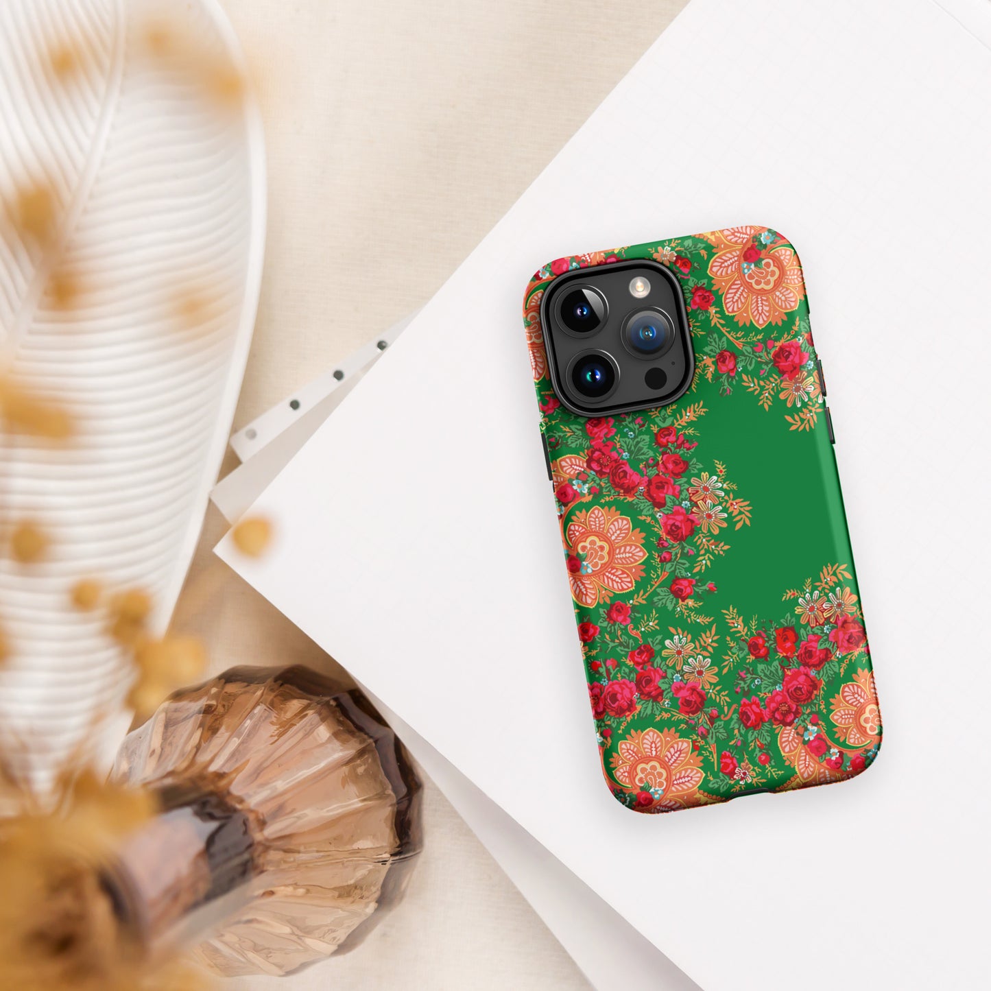 Coque iPhone rigide double protection « Foulard portugais Minhoto vert »