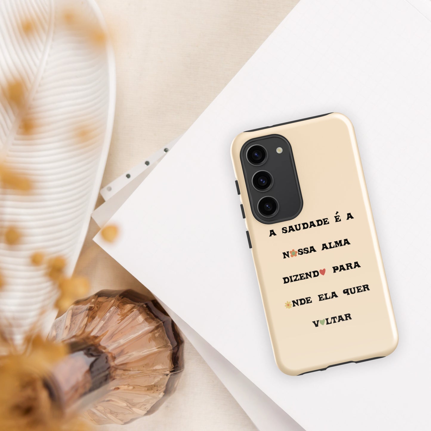 Coque Samsung rigide double protection « A saudade é a nossa alma »